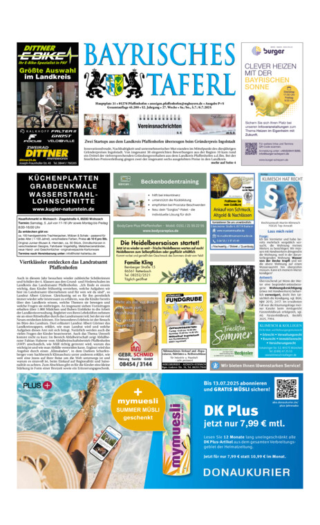 Bayrisches Taferl vom Samstag, 05.07.2025