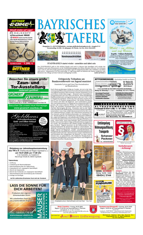 Bayrisches Taferl vom Samstag, 28.06.2025