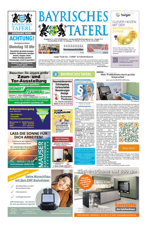 Bayrisches Taferl vom Samstag, 18.10.2025