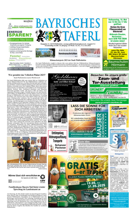 Bayrisches Taferl vom Samstag, 17.05.2025